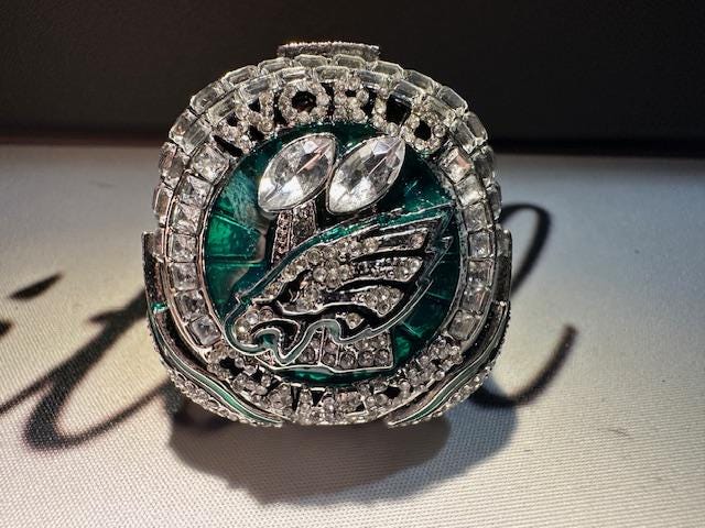 2025 Philadelphia Eagles Super Bowl Championship Ring Shadowbox Saquan Barkley Jalen Hurts "Wings Out"