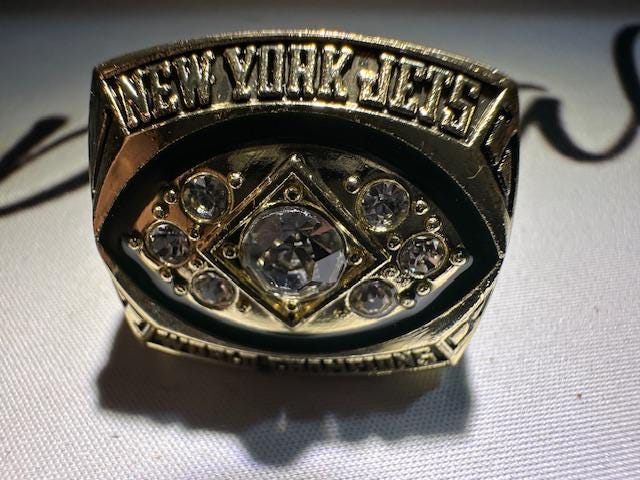 1968 New York Jets Super Bowl Championship Ring Shadowbox Joe Namath