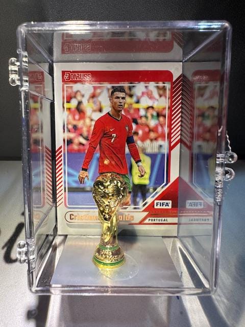 World Cup Trophy Collector's Box Cristiano Ronaldo Kylian Mbappe Erling Haaland Leo Messi