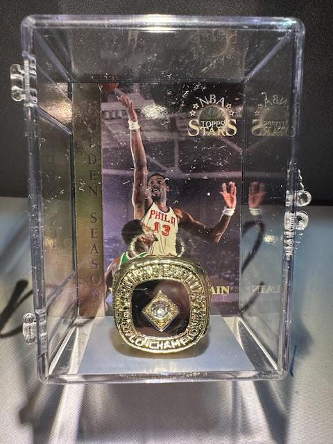 1967 Philadelphia 76ers Championship Ring Collector's Box Wilt Chamberlain