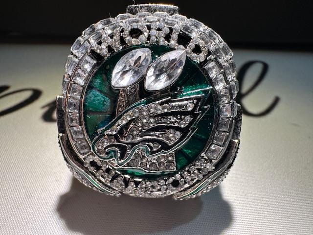 2025 Philadelphia Eagles Super Bowl Championship Ring Shadowbox Saquan Barkley Jalen Hurts "Wings Out"
