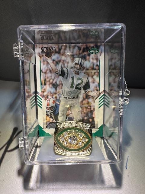 1968 New York Jets Super Bowl Championship Ring Shadowbox Joe Namath
