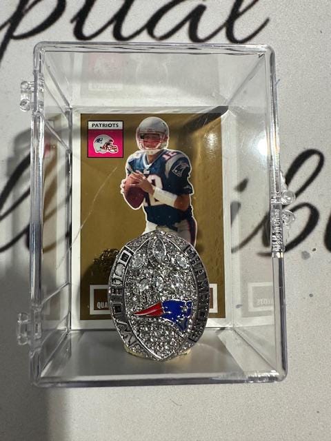 2018 New England Patriots Super Bowl Championship Ring Shadowbox Tom Brady