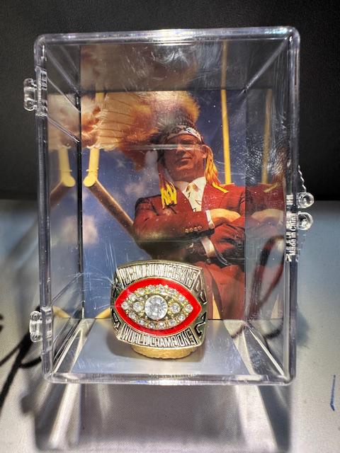 1988 Washington Commanders Super Bowl Championship Ring Shadowbox John Riggins Joe Theism Joe Gibbs