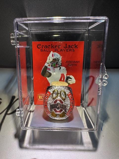 2024 Ohio State Buckeyes CFP National Championship Ring Shadowbox Jeremiah Smith Will Howard