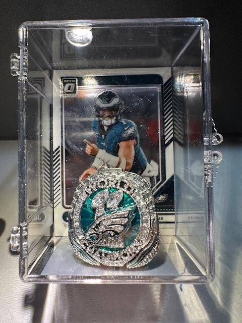 2025 Philadelphia Eagles Super Bowl Championship Ring Shadowbox Saquan Barkley Jalen Hurts "Wings Out"