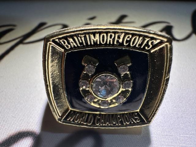 1970 Baltimore Colts Super Bowl Championship Ring Shadowbox Johnny Unitas